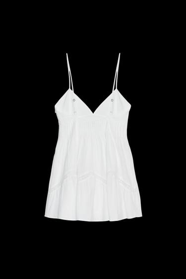 BESTICKTES KURZES KLEID - Weiß von Zara