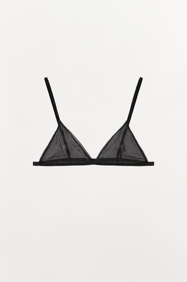 BRALETTE TREKËNDORE ME FIJE METALIZI - E zezë nga Zara