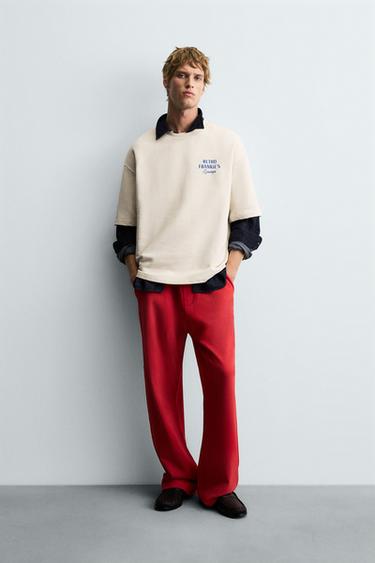 Zara WASHED SWEATSHIRT WITH GRAPHIC PRINTS - Mid-ecru - Image 0