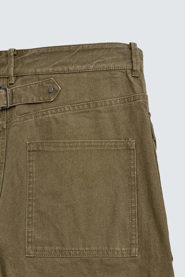 WIDE-LEG TROUSERS WITH TAB - Khaki by Zara - Image 10
