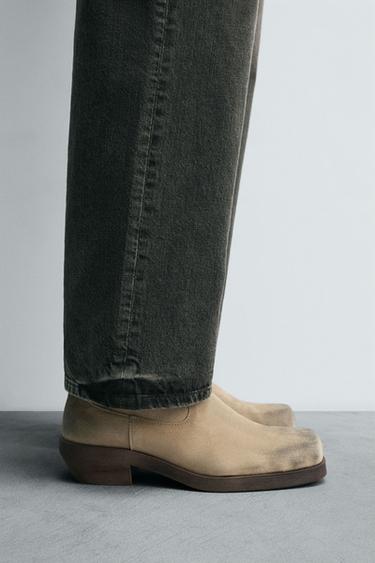 BOTA COWBOY PIEL - Marrón Arena de Zara - Imagen 0