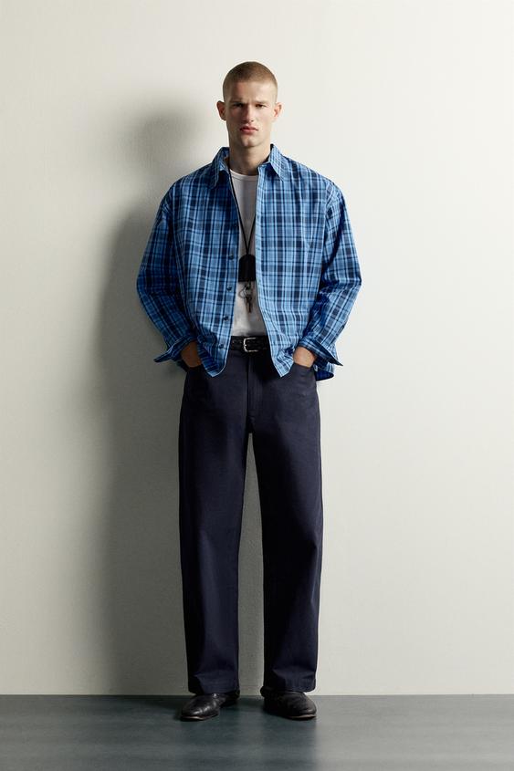 CAMISA RELAXED FIT CUADROS - Azulón de Zara - Imagen 0