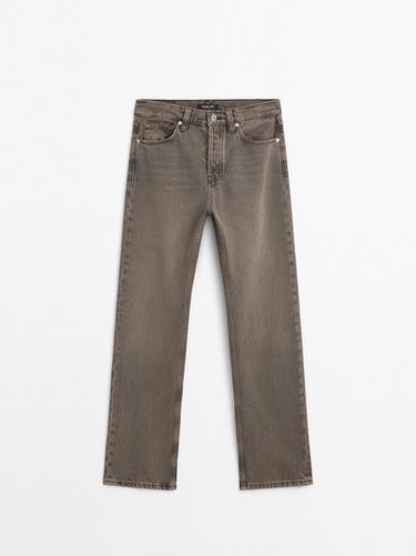 Zara Straight-leg high-waist jeans - Mid-gray