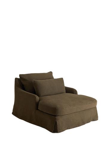 غلاف كتان للأريكة LOVESEAT 01 - كاكي الخاص بـ Zara
