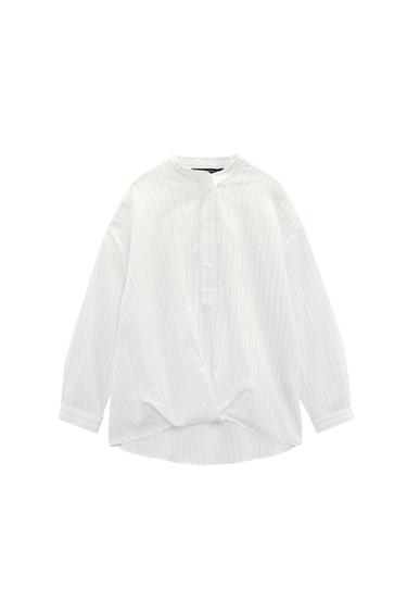 STRIPED BLOUSE WITH FRONT KNOT