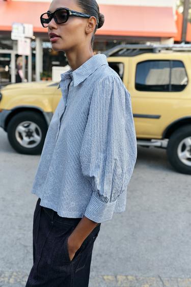 CAMISA RAYAS ESTAMPADO FLORAL - Azul / Blanco de Zara