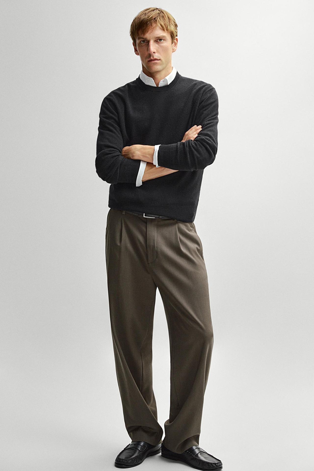 Knit 100% cashmere round neck sweater — Black