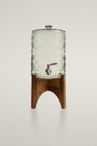 FLORAL ACACIA WOOD BASE DISPENSER - Green / Blue by Zara - Image 0