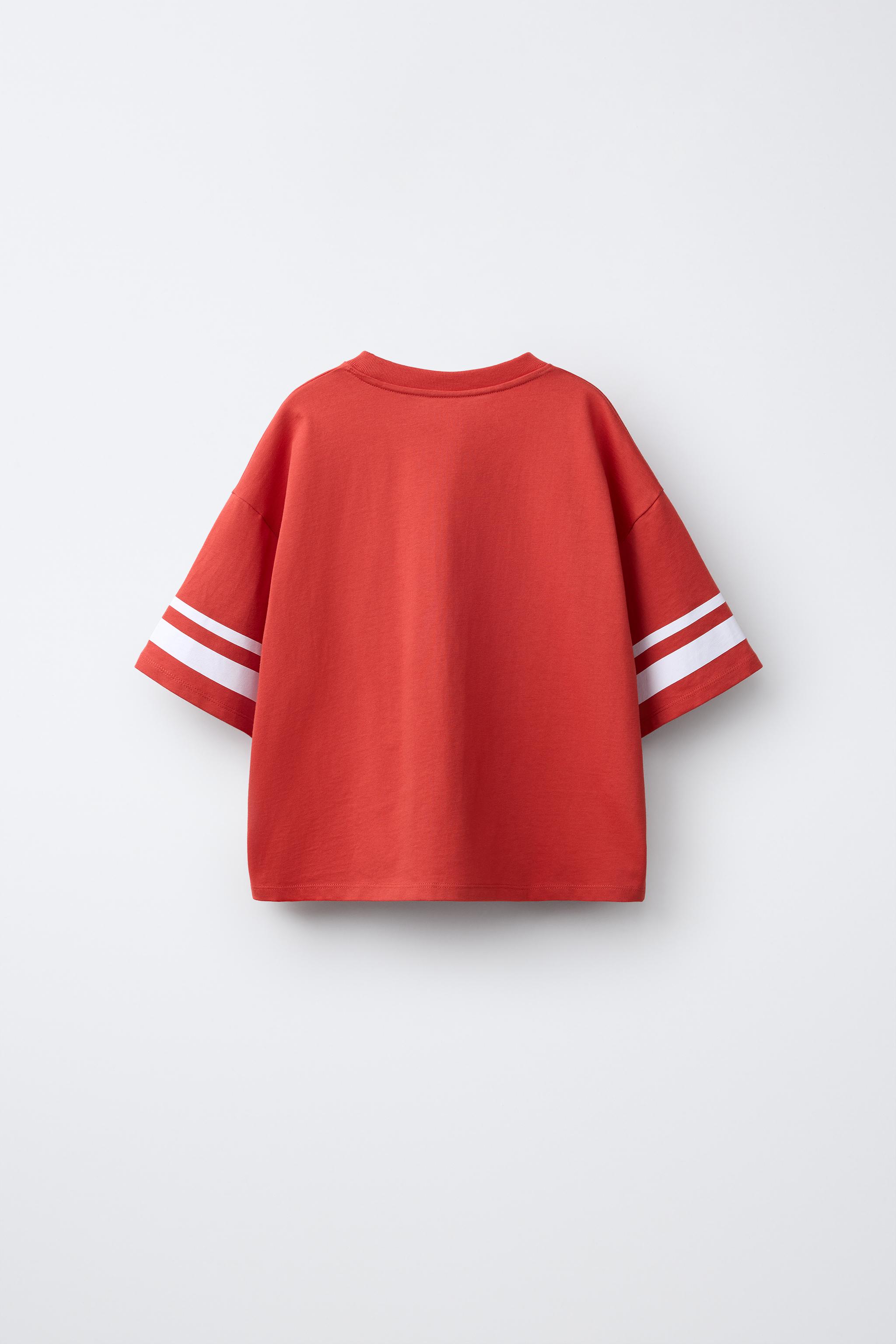 NUMBER AND STRIPE PRINTED T-SHIRT