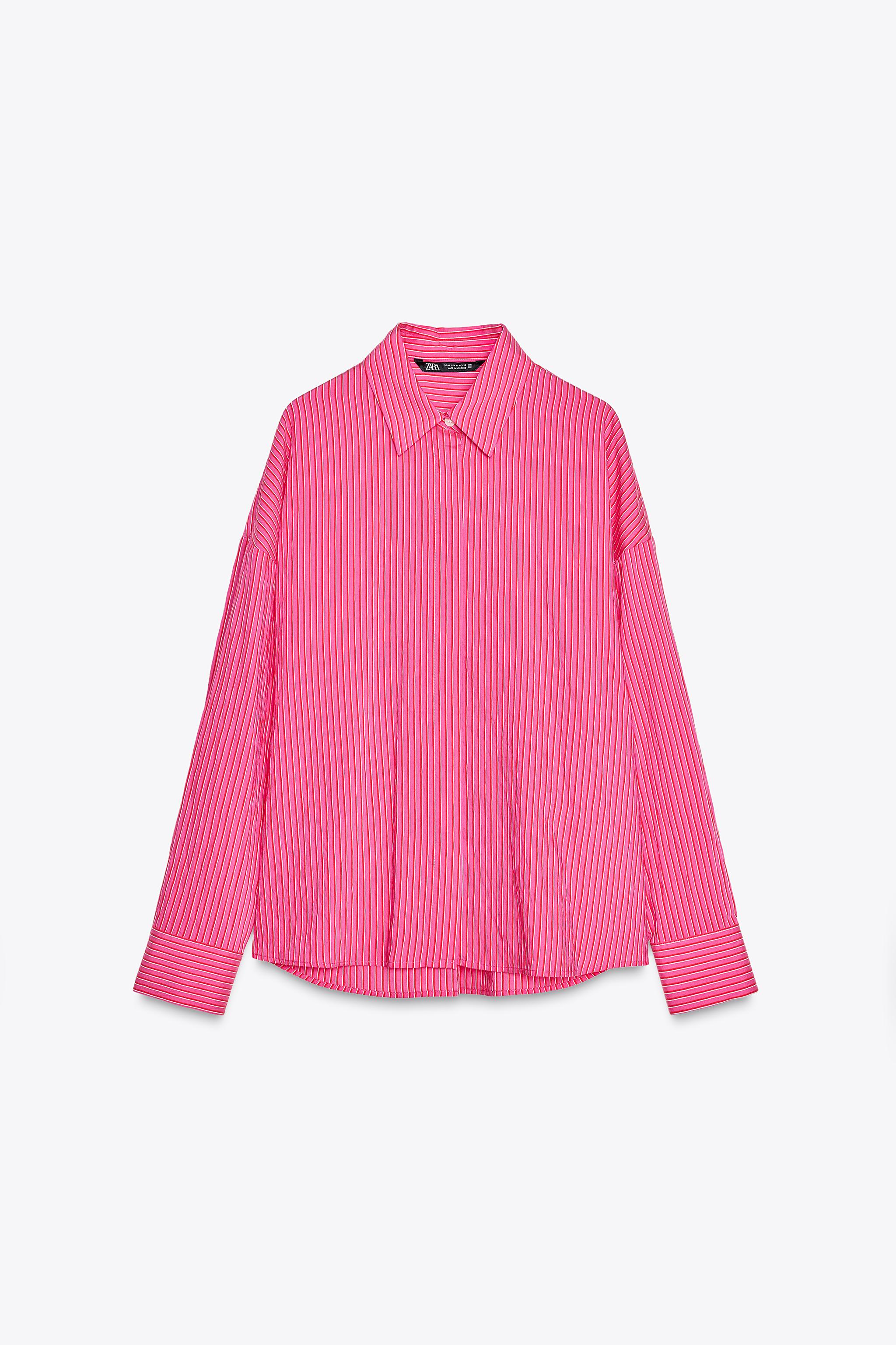 FLOWY STRIPED SHIRT - Fuchsia | ZARA Canada