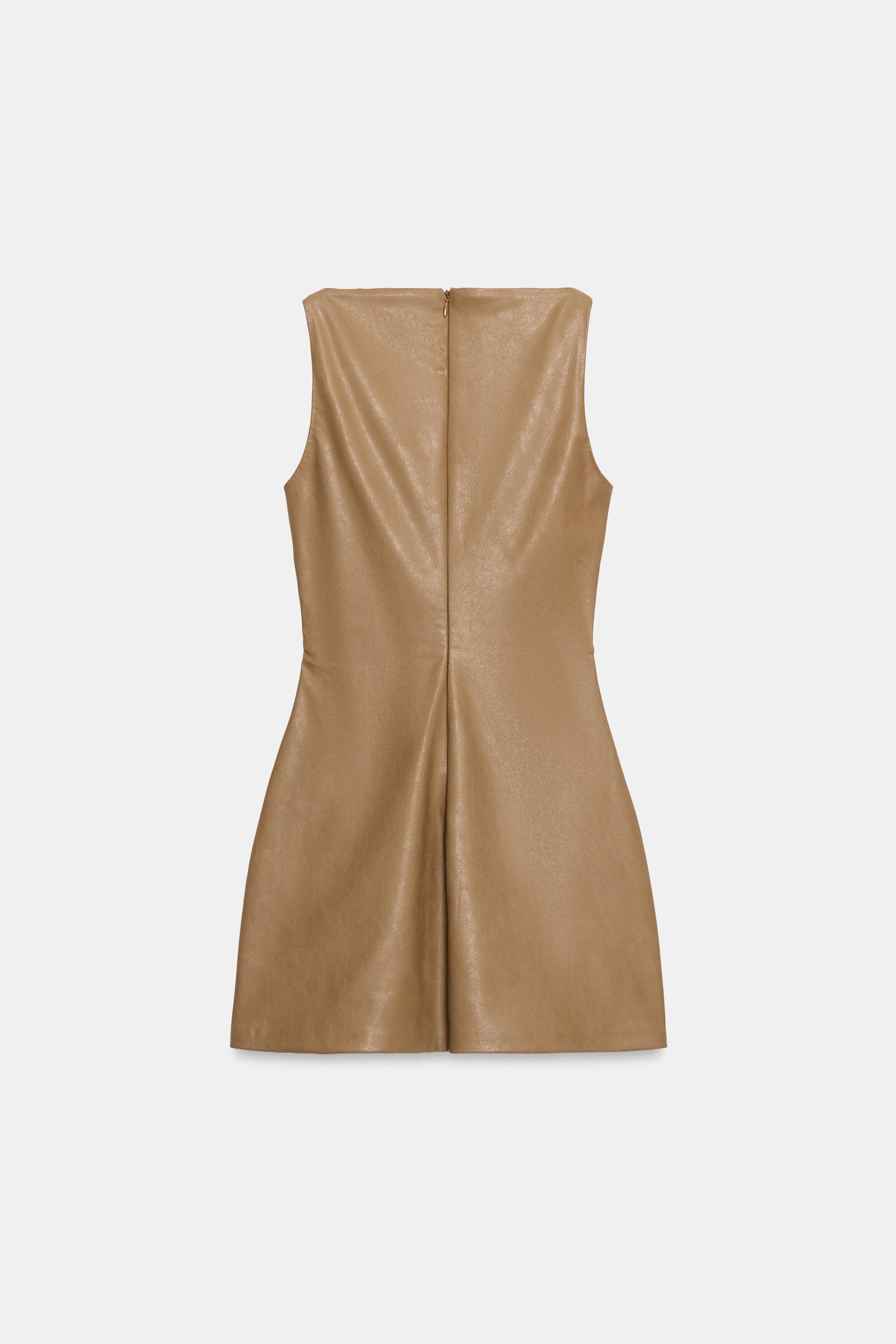 Женские платья Zara FAUX LEATHER MINI DRESS — фото 6