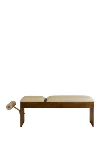 RECLINING LEATHER GYM BENCH - Oyster-white by Zara