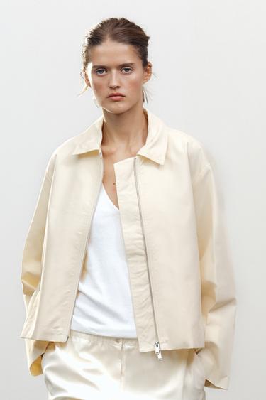 Zara ZW COLLECTION BOMBER JACKET - Vanilla