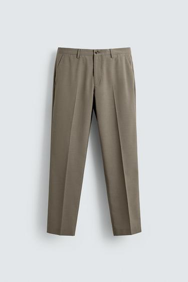 Zara 紋理西裝長褲 - 棕色 / 暗灰褐色