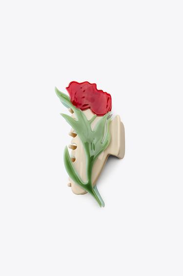 HÅRKLIPS MED STRUKTUR OG BLOMST - råhvid fra Zara