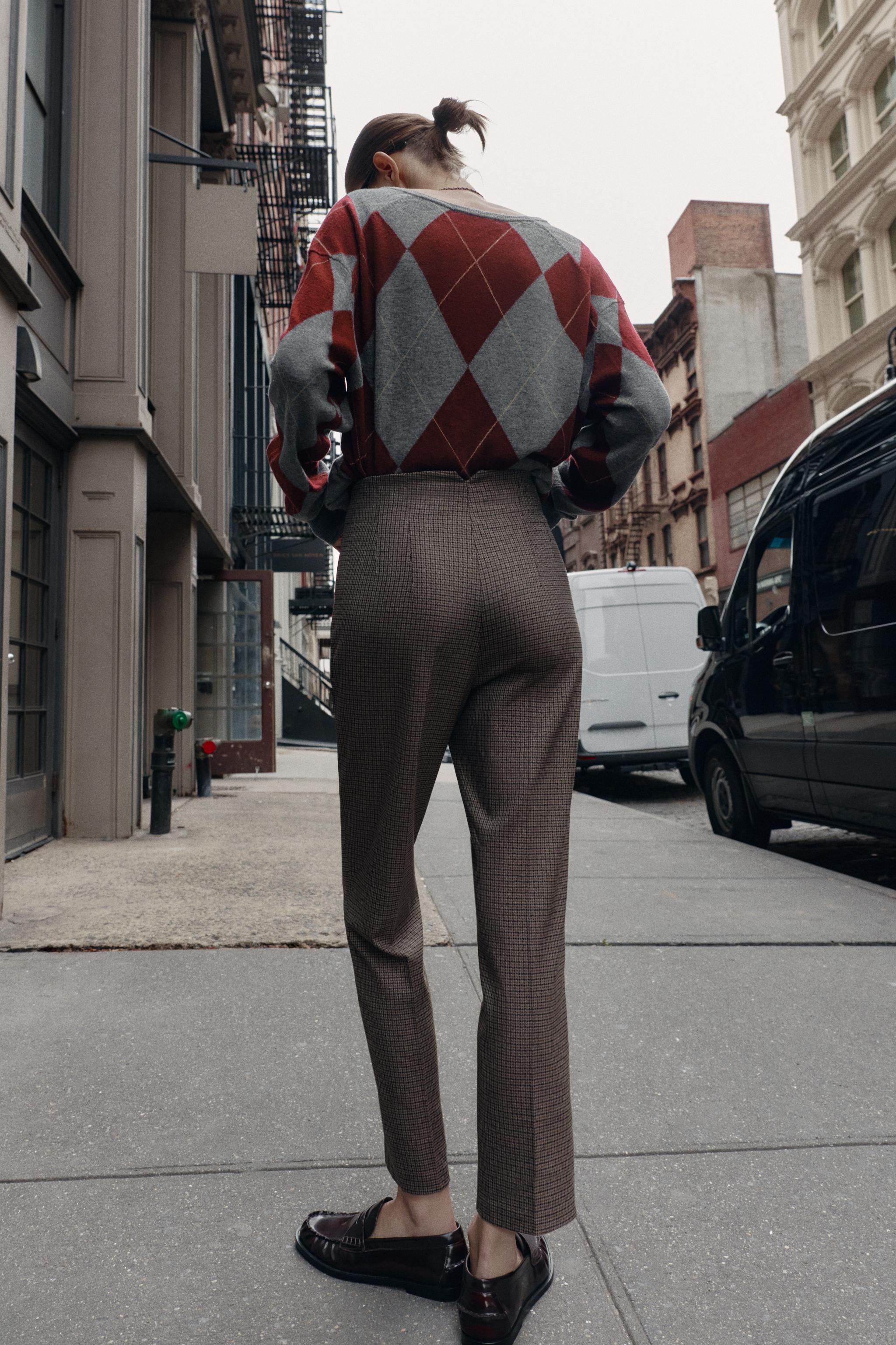 PANTALON TAILLE HAUTE À CARREAUX