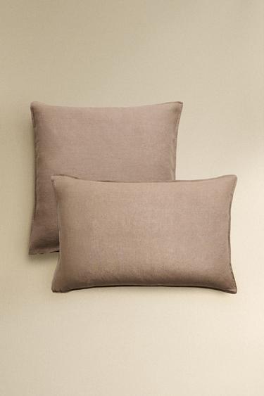 Zara WASHED LINEN PILLOWCASE (140 GxM²) - Brown - Image 0
