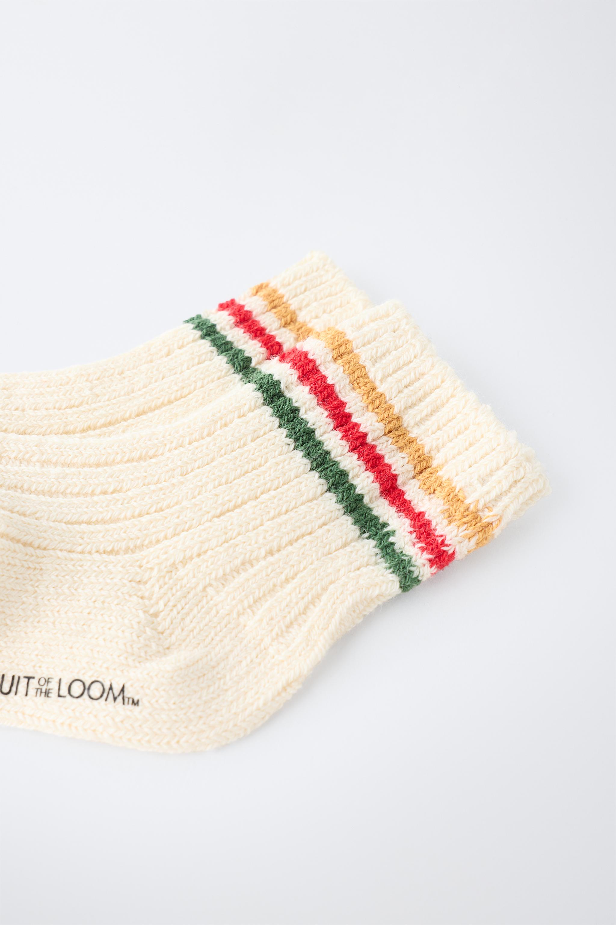 CHAUSSETTES MI-HAUTES À RAYURES EN LAINE FRUIT OF THE LOOM™