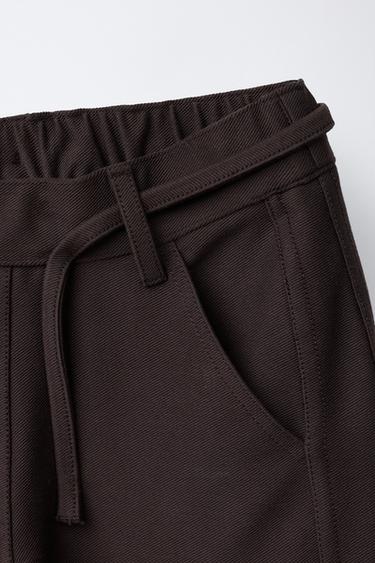 PANTALON BARREL AVEC LACET - Marron de Zara - Image 2