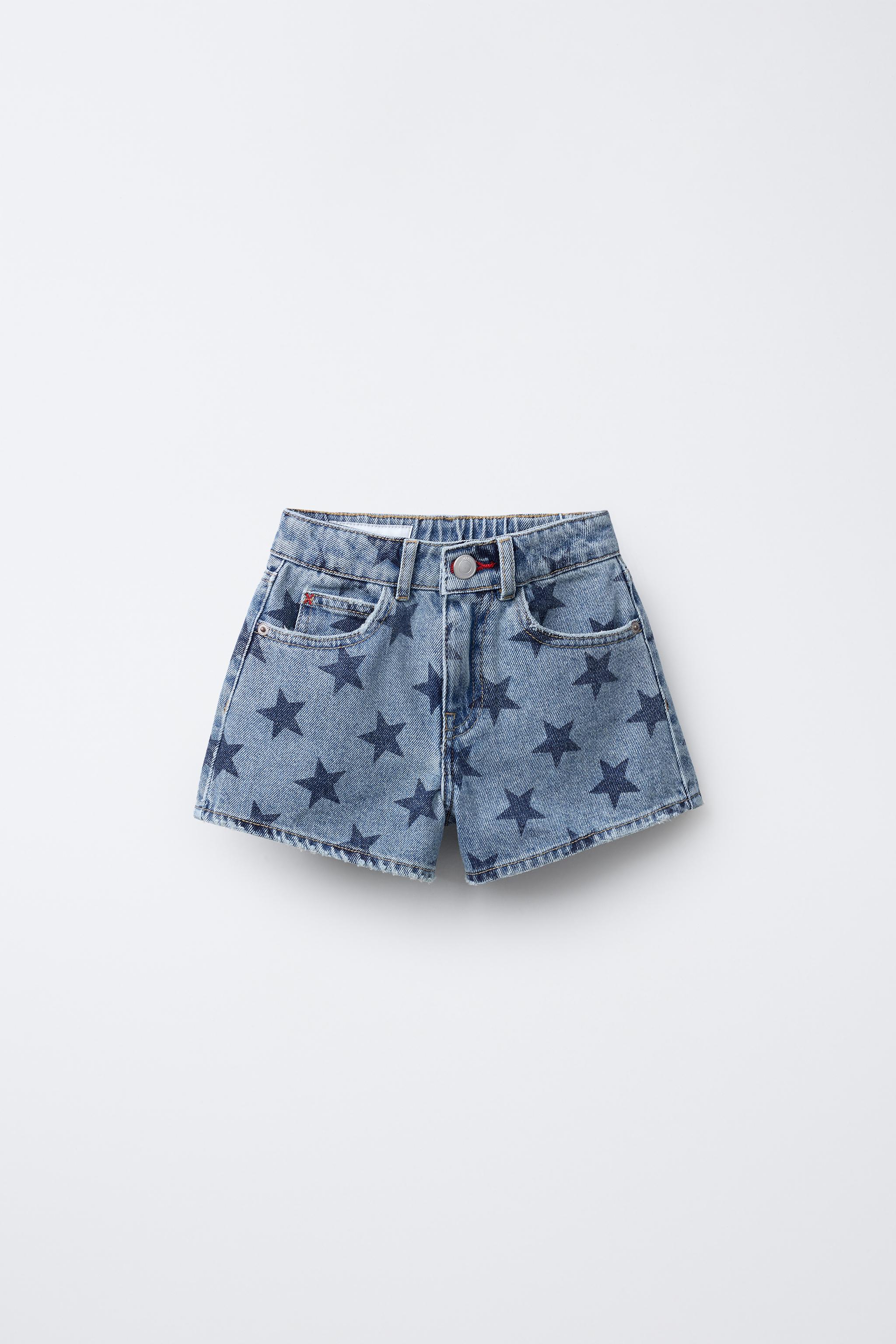●Bad Blue● My Little Star Shorts (Navy) STAR DENIM SHORTS - Blue | ZARA United States