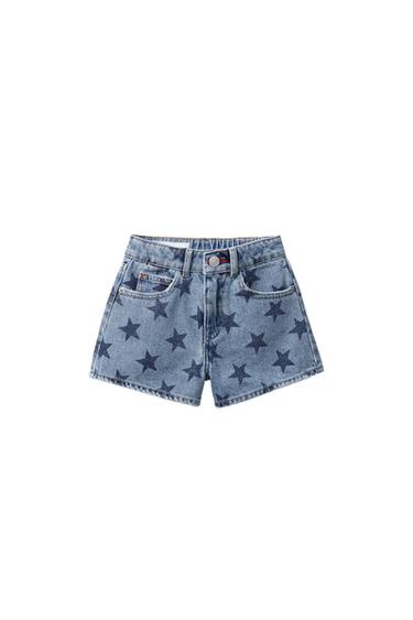 Zara STAR DENIM SHORTS - Blue - Image 0