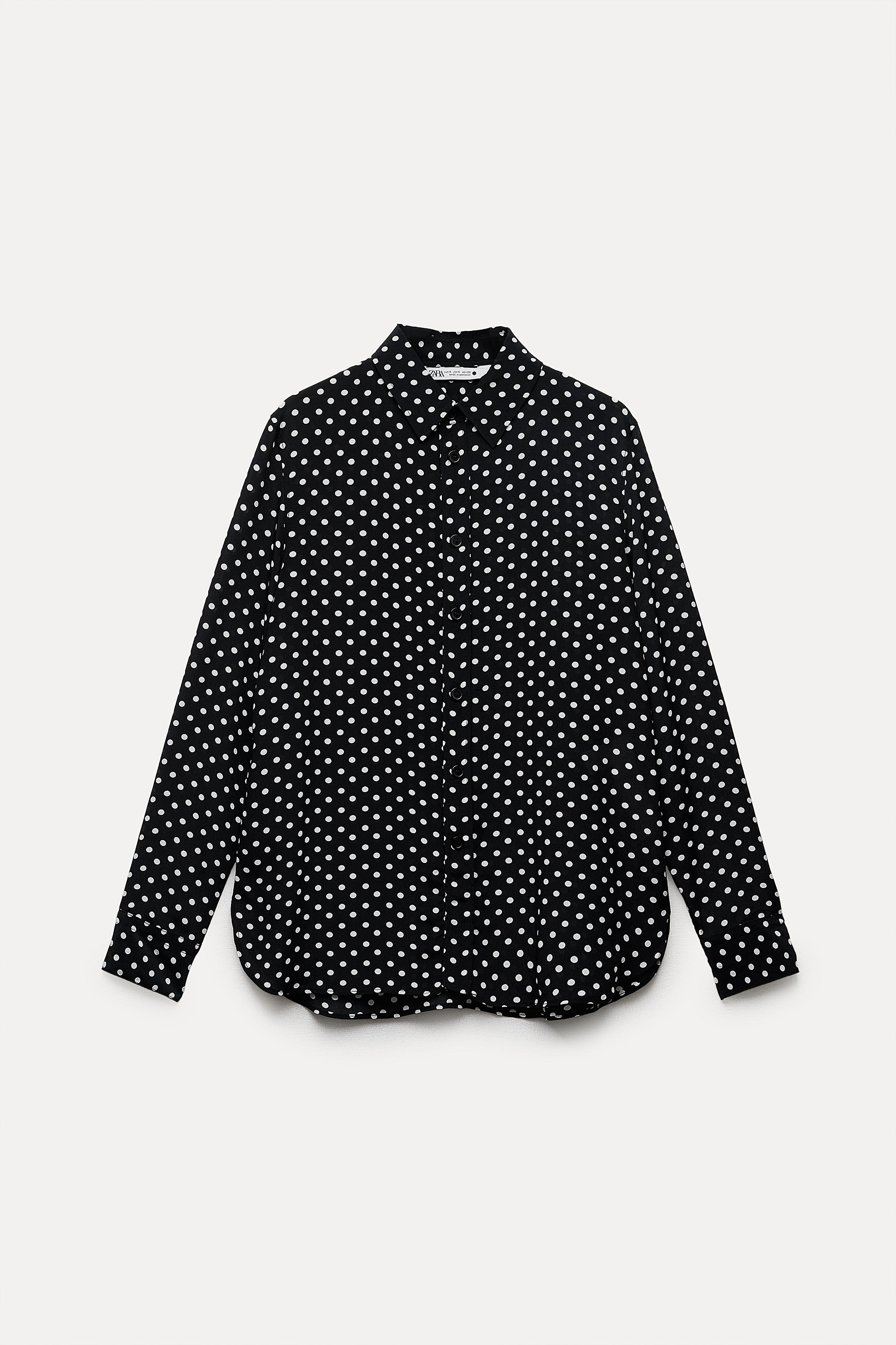 Zara Semi-Sheer Polka Dot Blouse  Polka dot blouse, Tops fall, Blouse