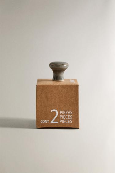 PACK OF CRACKLED CERAMIC DOOR KNOBS (PACK OF 2) - GREENISH by Zara - Image 3