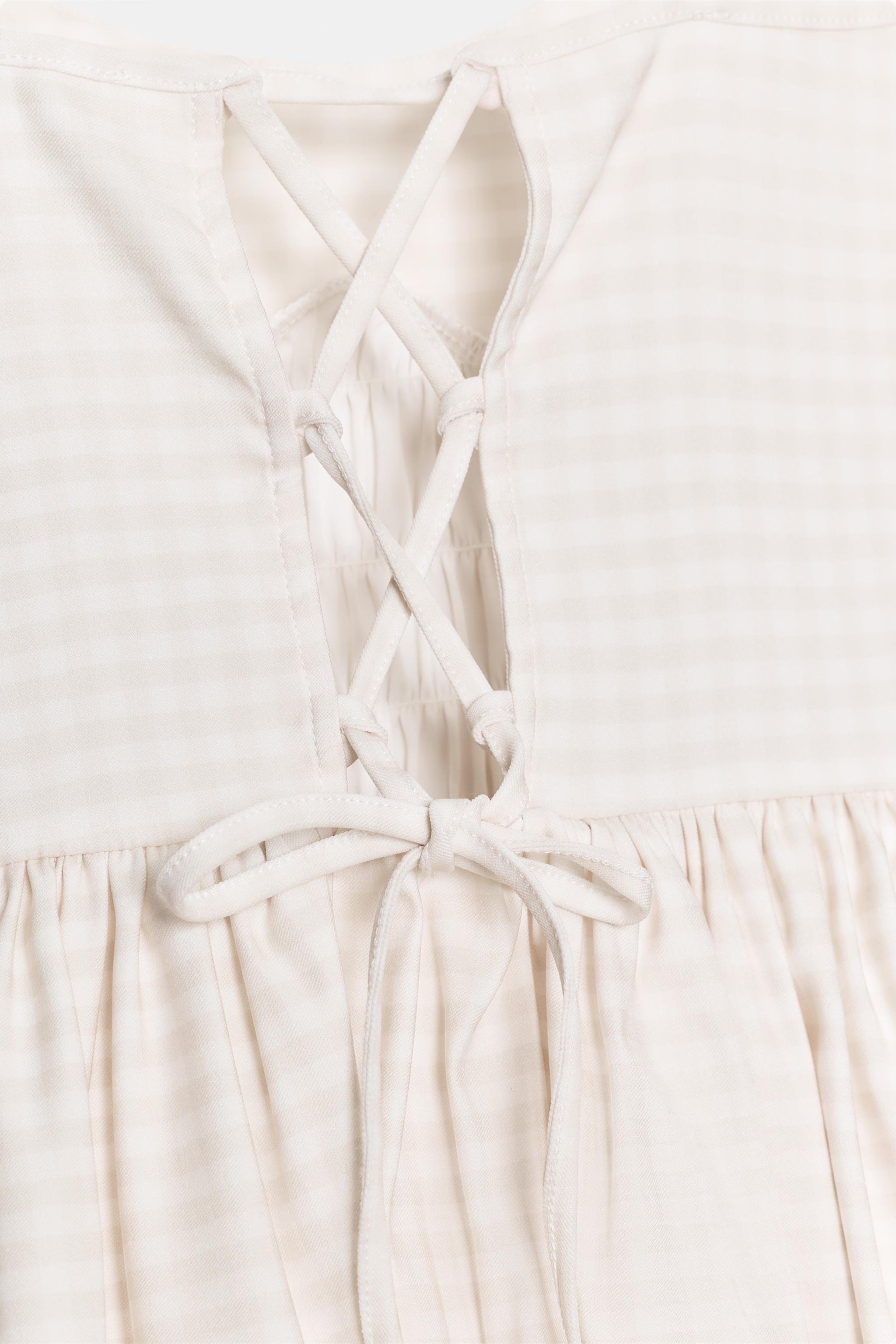 GINGHAM BALLOON MINI DRESS - Ecru / Beige | ZARA United States