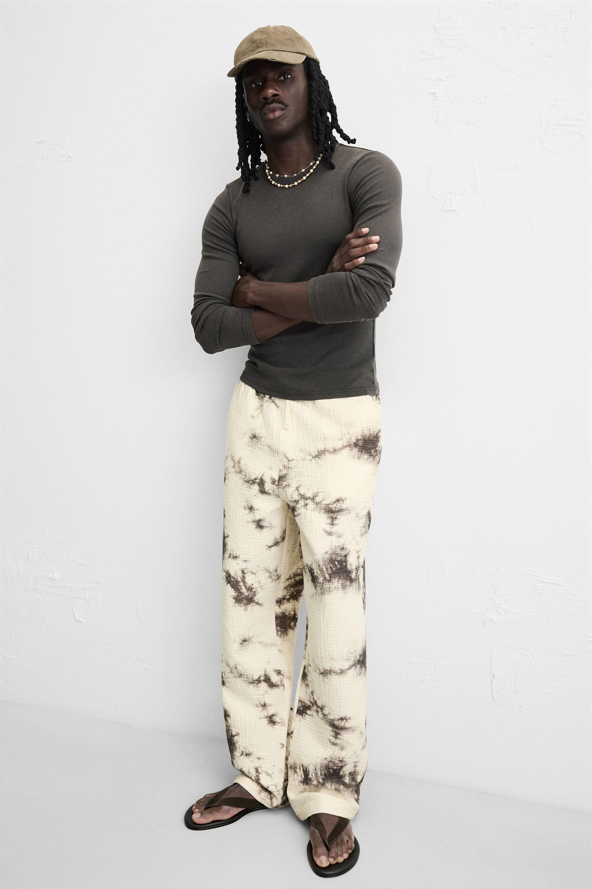 PANTALON STRUCTURÉ IMPRIMÉ TIE-AND-DYE