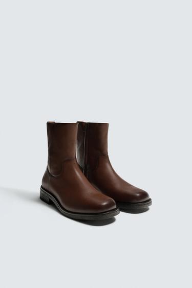 LEATHER LIMITED EDITION BOOTS - Brown by Zara