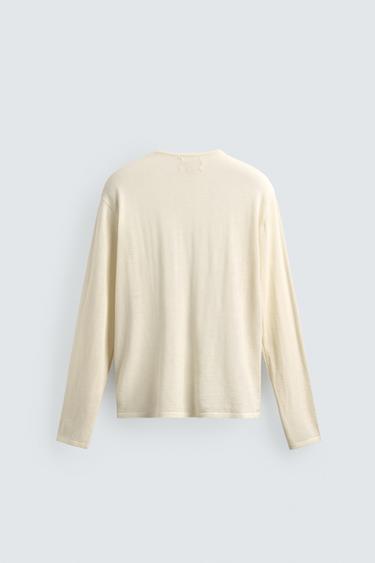 PULL COL TUNISIEN LAINE - COTON - Écru de Zara - Image 8