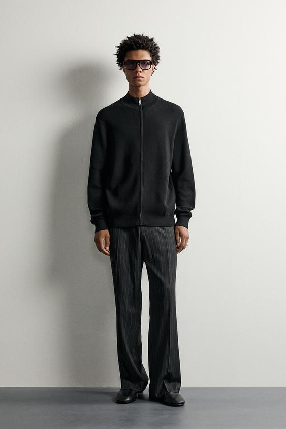 CASACO DE TRICÔ COM ZÍPER - Preto da Zara - Imagem 0