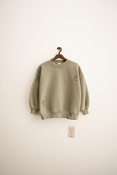 Zara ZARA TIMELESS - ORFAYO © EMBROIDERED SWEATSHIRT - Khaki