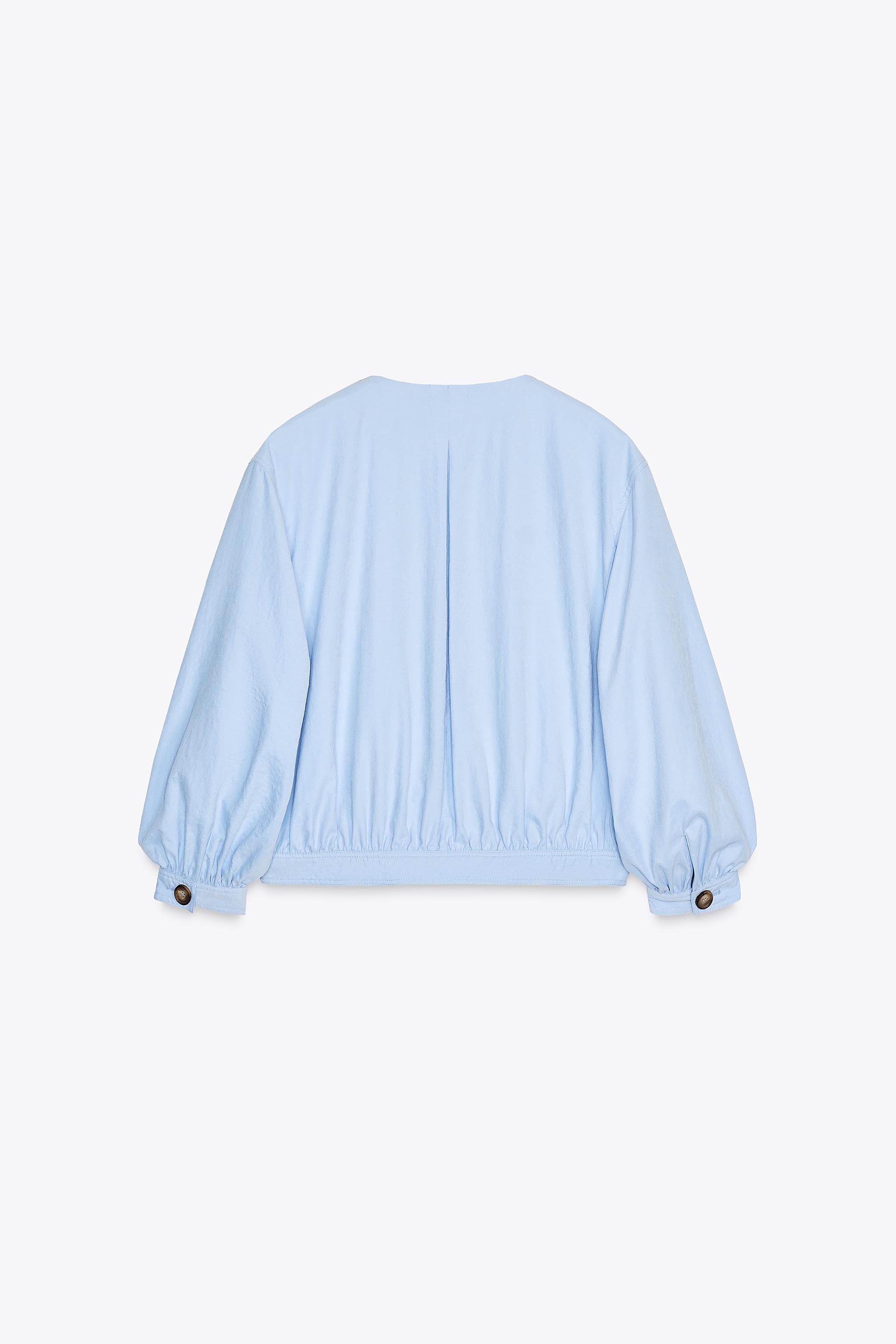 スペイン発送 ZARA ライトボンバージャケット 上品カジュアル 軽量ボンバージャケット - ライトブルー | ZARA Japan / 日本