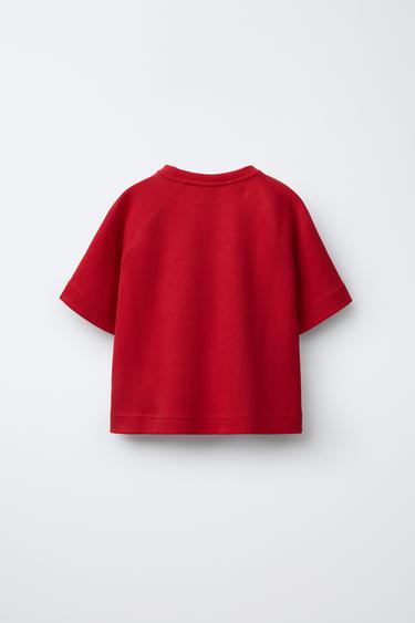 T-SHIRT MANCHES RAGLAN BASIQUE - Rouge de Zara - Image 1
