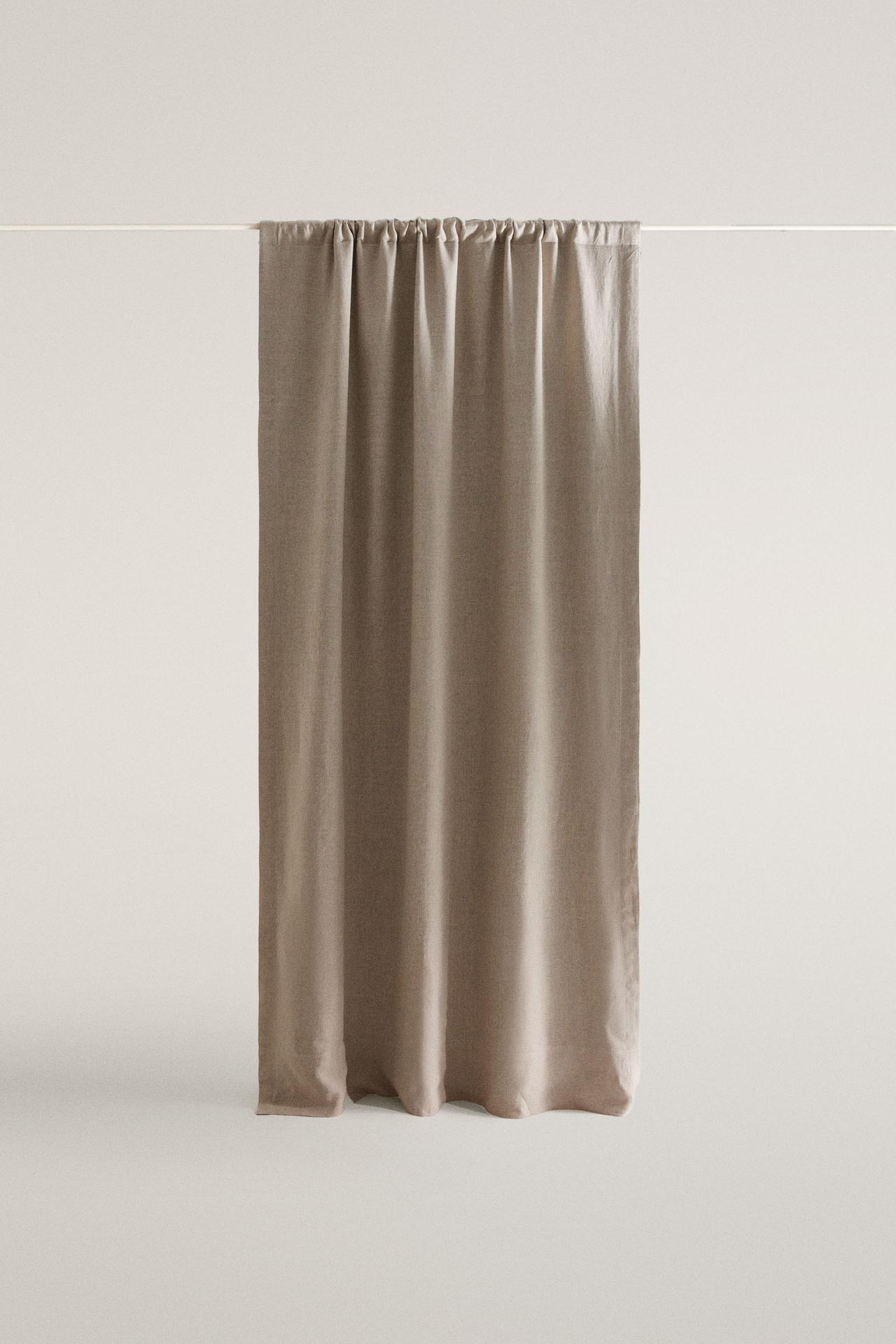 HIGH FILTRATION LINEN CURTAIN — Light beige