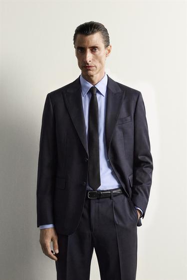 100% WOOL SUIT BLAZER - Navy blue by Zara
