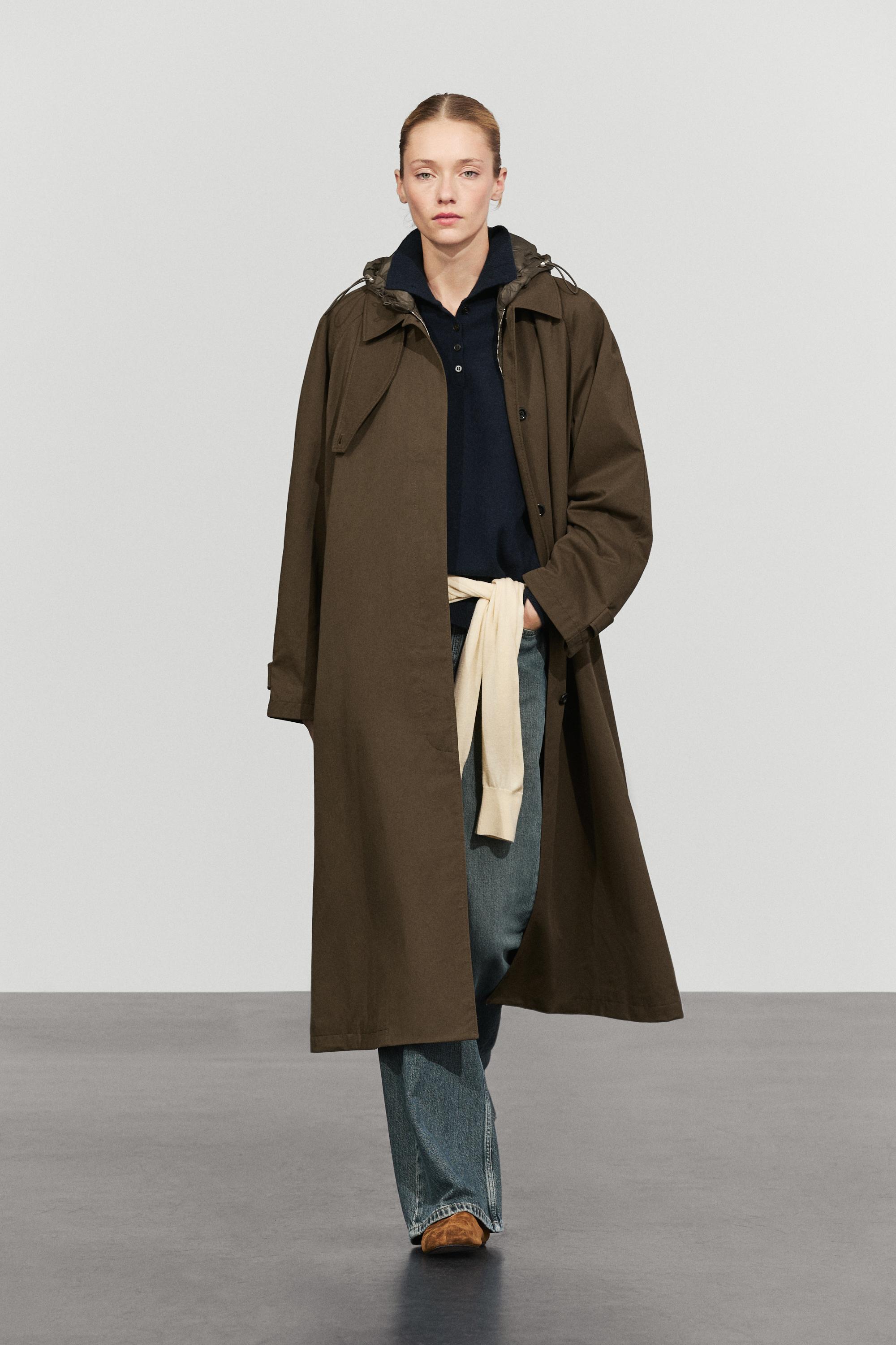 Removable Hood Trench Coat — Khaki