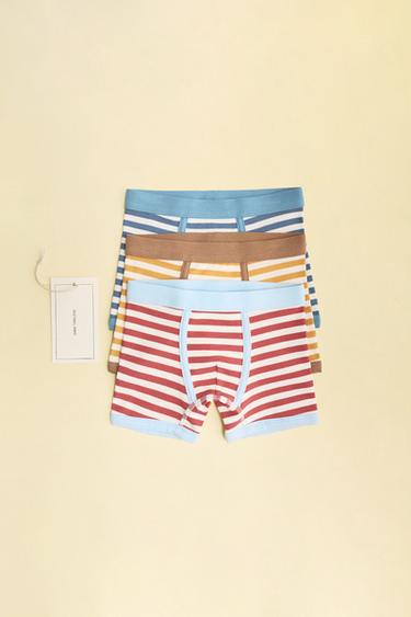 ZARA TIMELESS - حزمة من ثلاث سراويل بوكسر مخططة - متعدد الألوان by Zara