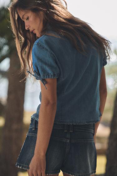 CHEMISE EN DENIM NID D'ABEILLE - Indigo de Zara - Image 3