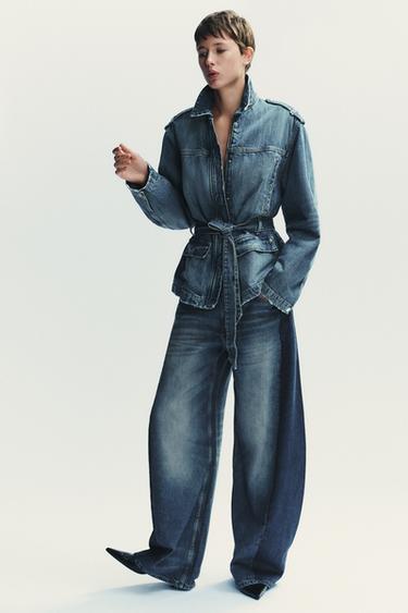 CHAQUETA LARGA DENIM TRF - Azul de Zara