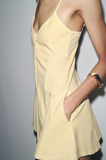 COTTON STRAPPY JUMPSUIT - Yellow by Zara