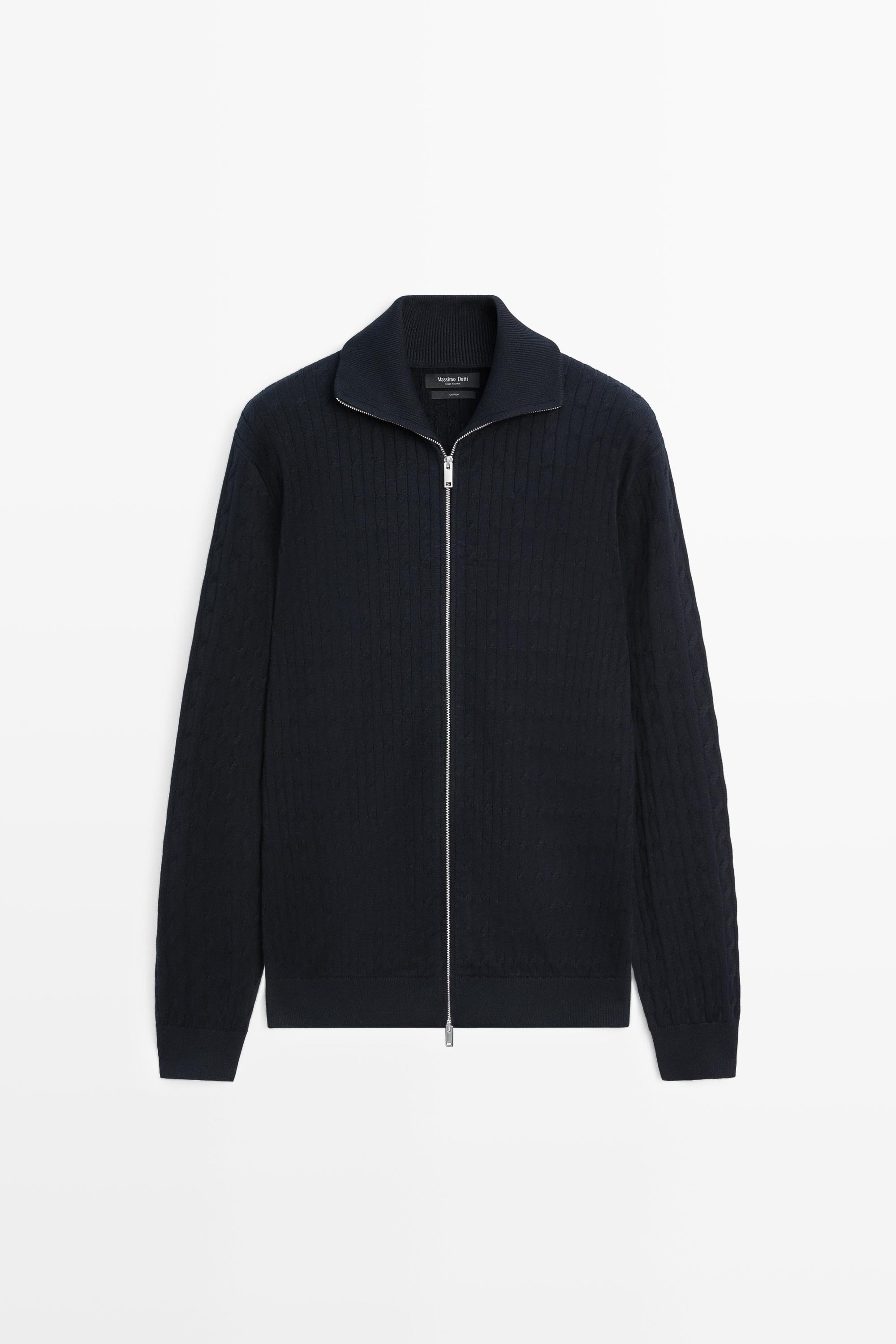 100% cotton braided knit cardigan - Navy blue | ZARA United States