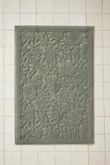 JACQUARD COTTON BATH MAT - Green / Blue by Zara