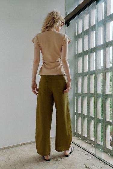 TOP EN MAILLE AJOURÉ AVEC PERLES - Beige rosé de Zara - Image 4