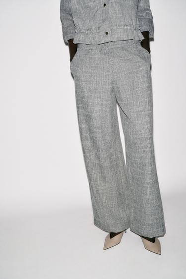 FLECKED WIDE-LEG TROUSERS - Grey marl by Zara - Image 1