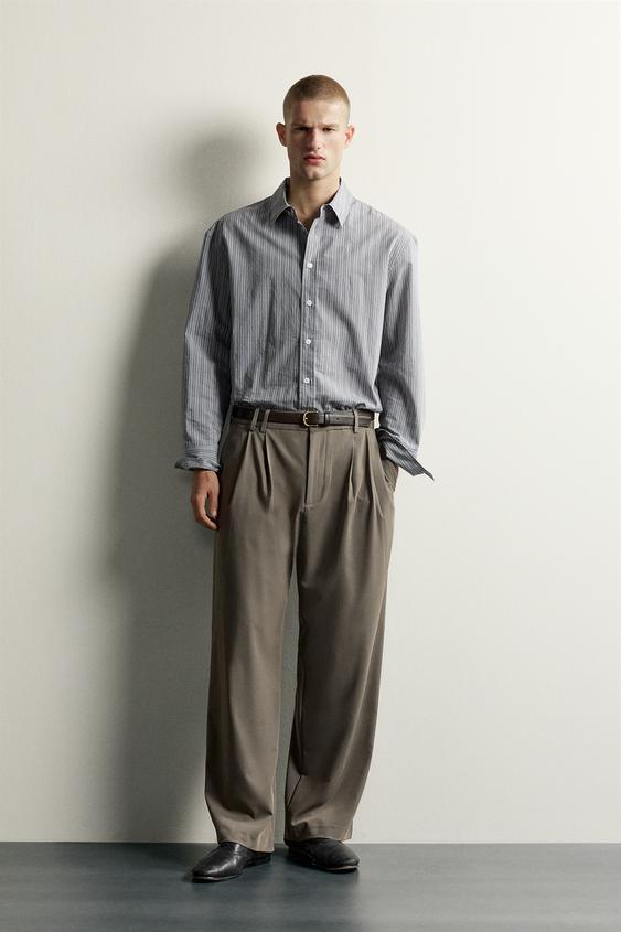 CAMISA RELAXED FIT RAYAS - Azul / Gris de Zara - Imagen 0