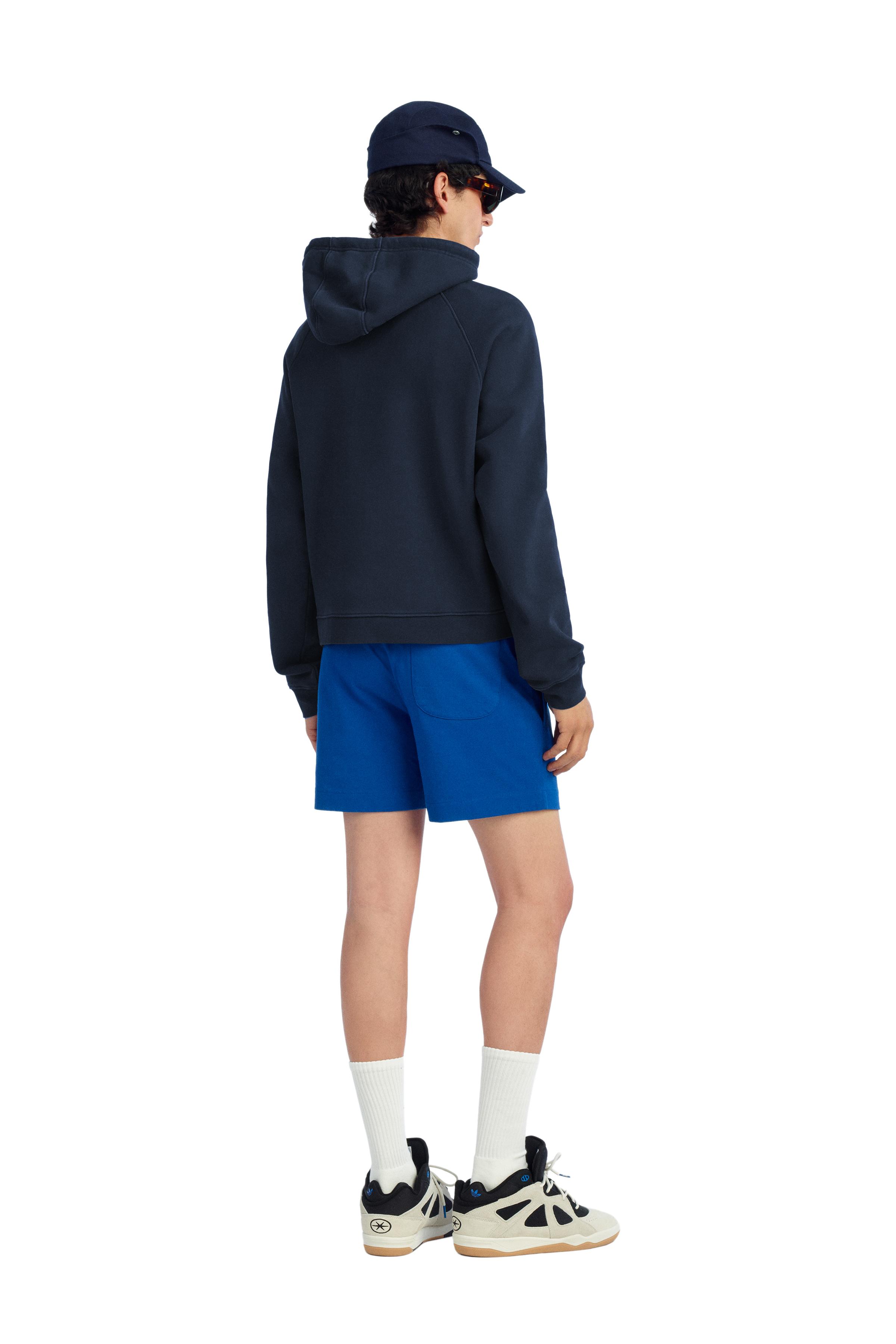 EMBROIDERED LOGO HOODIE SWEATSHIRT — Navy blue