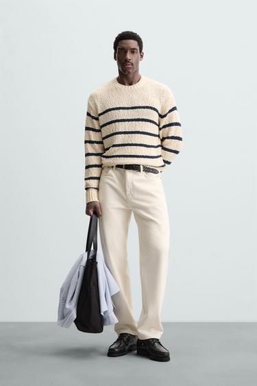 JERSEY RAYAS TEXTURA - Crudo / Marino de Zara - Imagen 0
