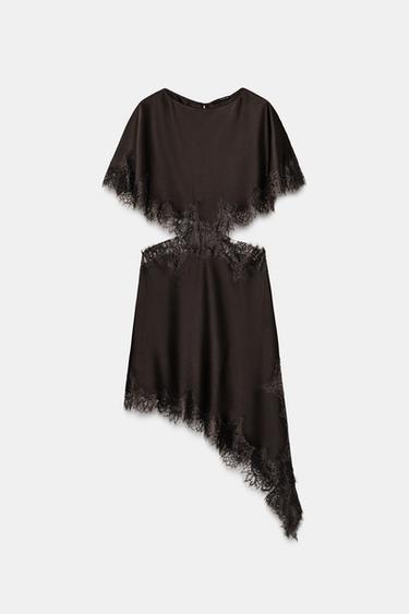 ZW COLLECTION CUT-OUT LACE DRESS - Dark brown by Zara